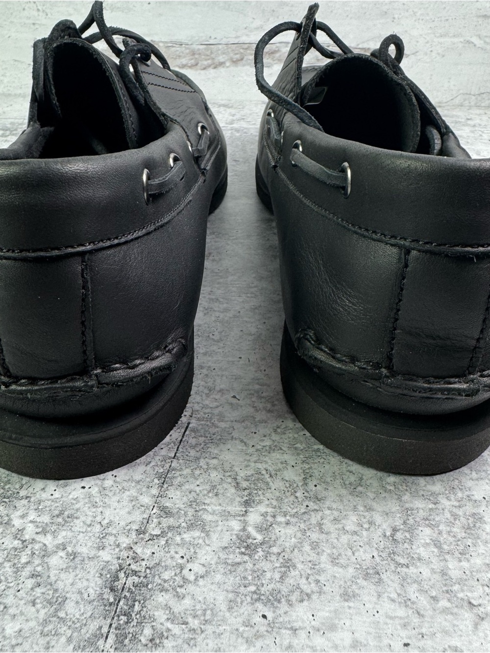 Timberland Custom Classic 2-Eye Leather Boat Shoes Black Men's Size 12 NIB KHH - Picture 5 of 9